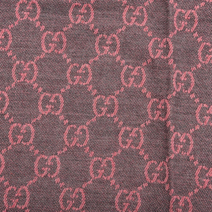 Gucci Wool Jacquard GG Monogram Sten Fringe Scarf Graphite Pink 3 of 3