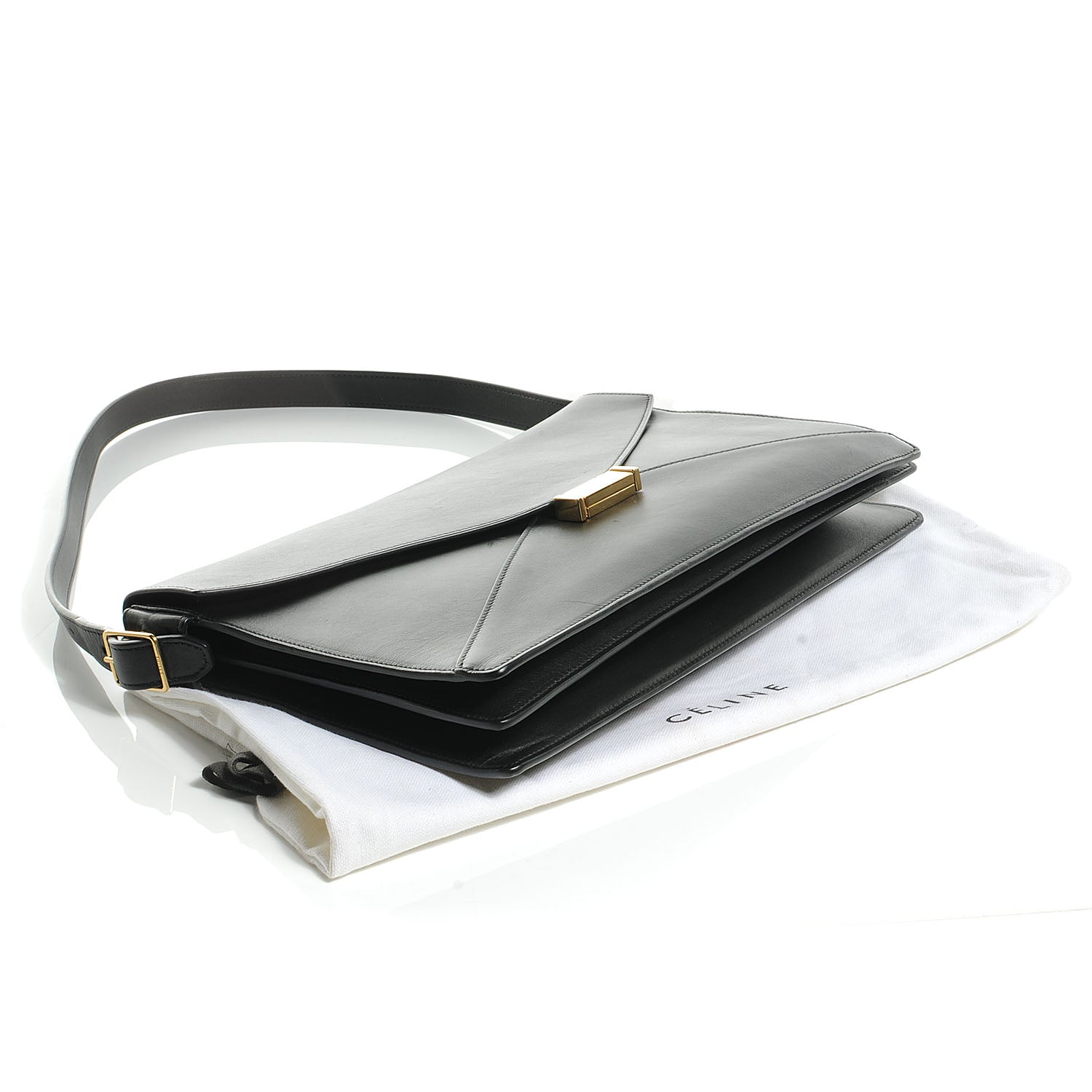 Celine Calfskin Medium Diamond Shoulder Bag Black 4 of 8