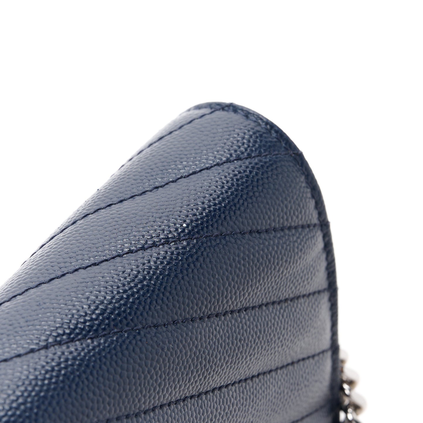 Grain De Poudre Matelasse Chevron Monogram Chain Wallet Blue Sapphire