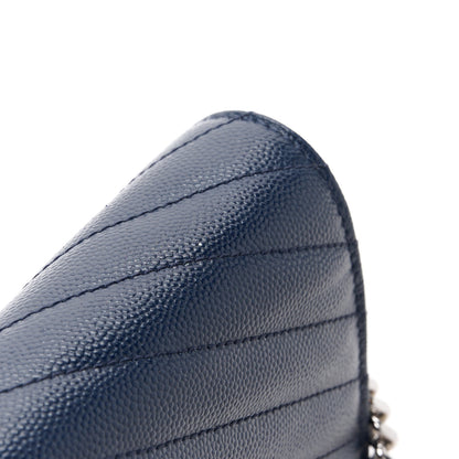 Saint Laurent Grain De Poudre Matelasse Chevron Monogram Chain Wallet Blue Sapphire 12 of 12
