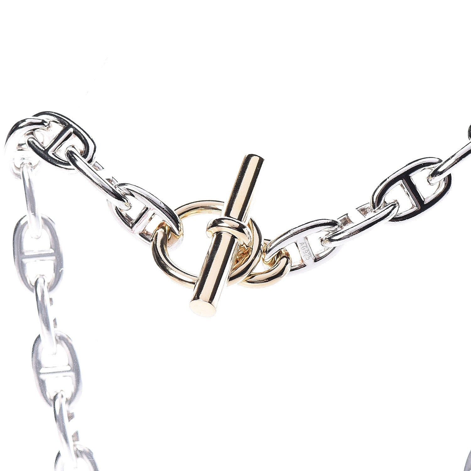 Hermes Sterling Silver 18K Yellow Gold Farandole Toggle Necklace 4 of 7