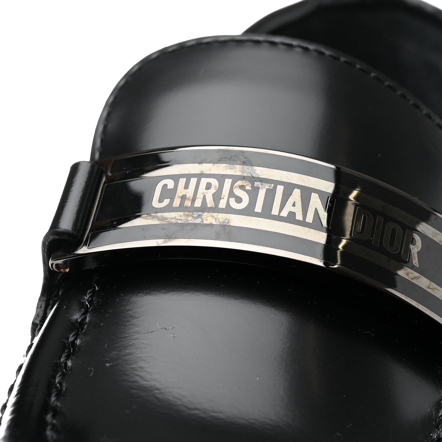 Brushed Calfskin Dior Code Lug Sole Platform 35mm Loafers 36 Black