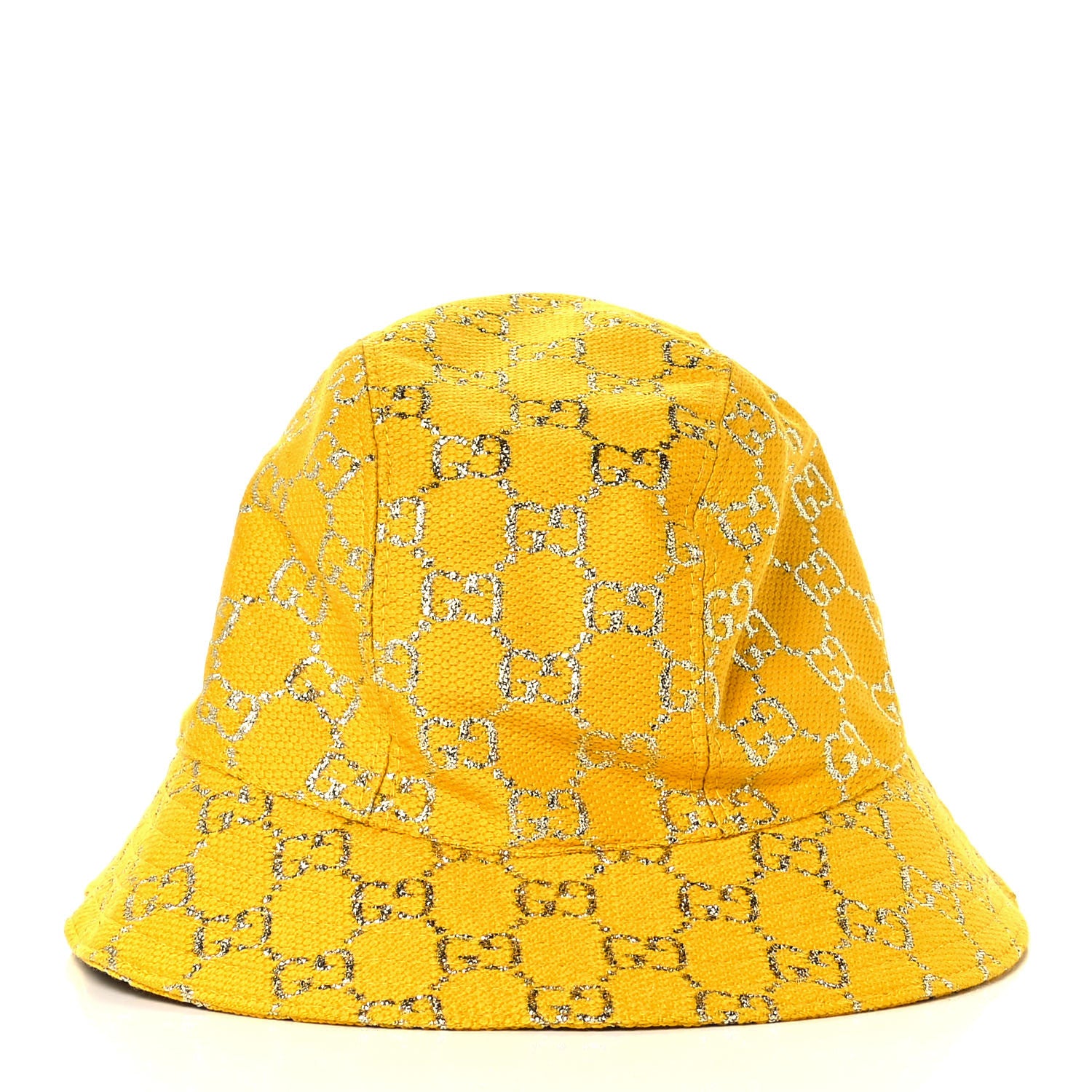 Gucci Canvas Lame GG Monogram Desert Bucket Hat S Yellow 4 of 7
