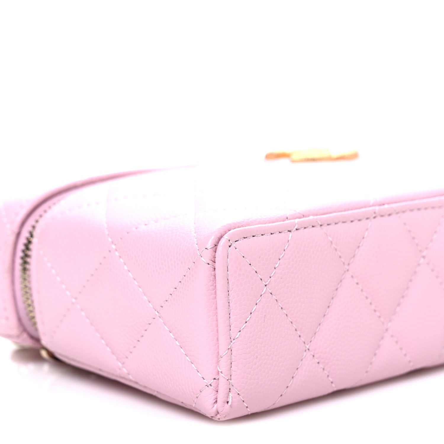 Chanel Caviar Quilted Textured CC Top Handle Slim Vanity With Chain Light Pink 9 of 11