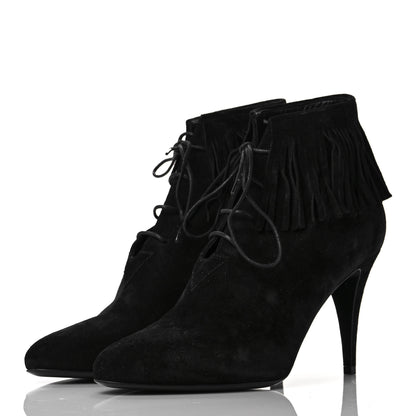 Saint Laurent Suede Fringe Babies Ankle Boots 41 Black 3 of 9