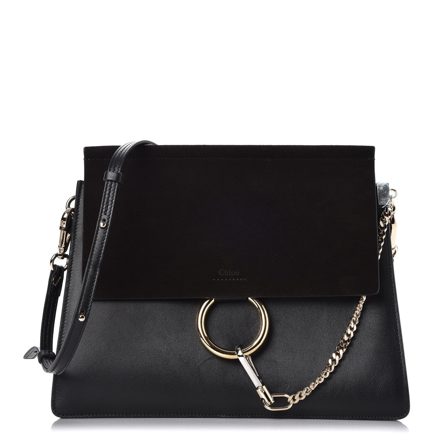 Chloe Suede Calfskin Medium Faye Shoulder Bag Black 1 of 7