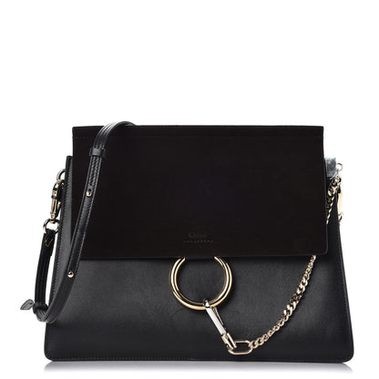 Chloe Suede Calfskin Medium Faye Shoulder Bag Black 1 of 7