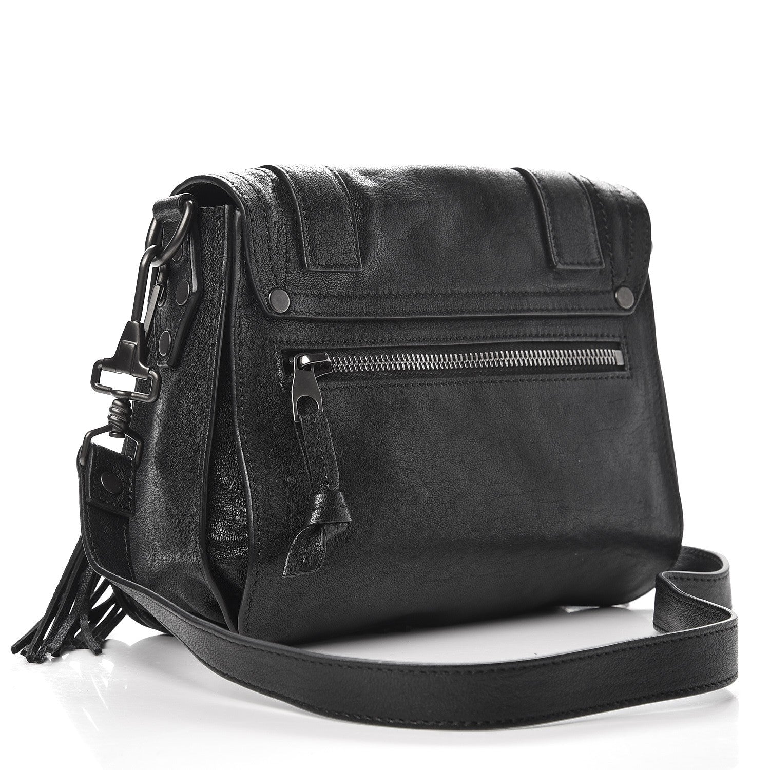 Proenza Schouler Lambskin Fringe PS1 Crossbody Pouch Black 3 of 7