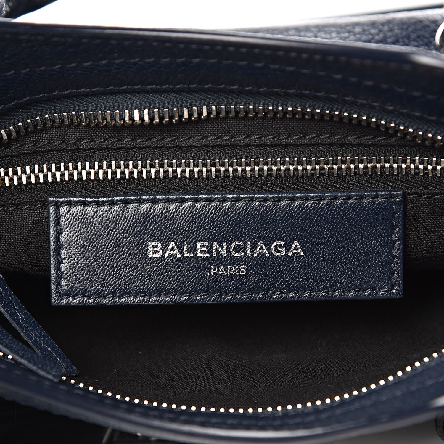 Balenciaga Chevre Silver Metallic Edge Hardware Mini City Bleu Nuit Dark Sea 6 of 9