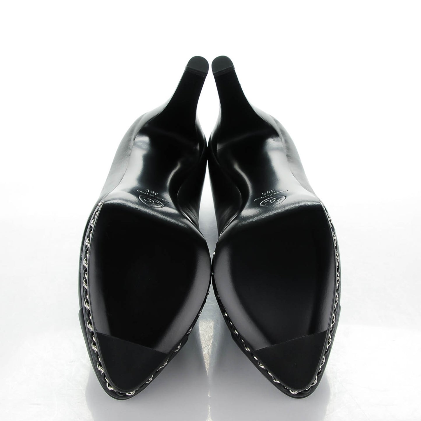 Calfskin Platform Chain Pumps 36 Black