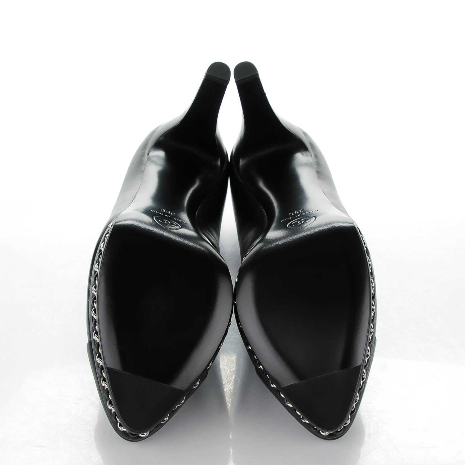 Chanel Calfskin Platform Chain Pumps 36 Black 5 of 8