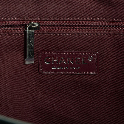 Chanel Glazed Calfskin Quilted Duo Color Large Tote Dark Green 6 of 7