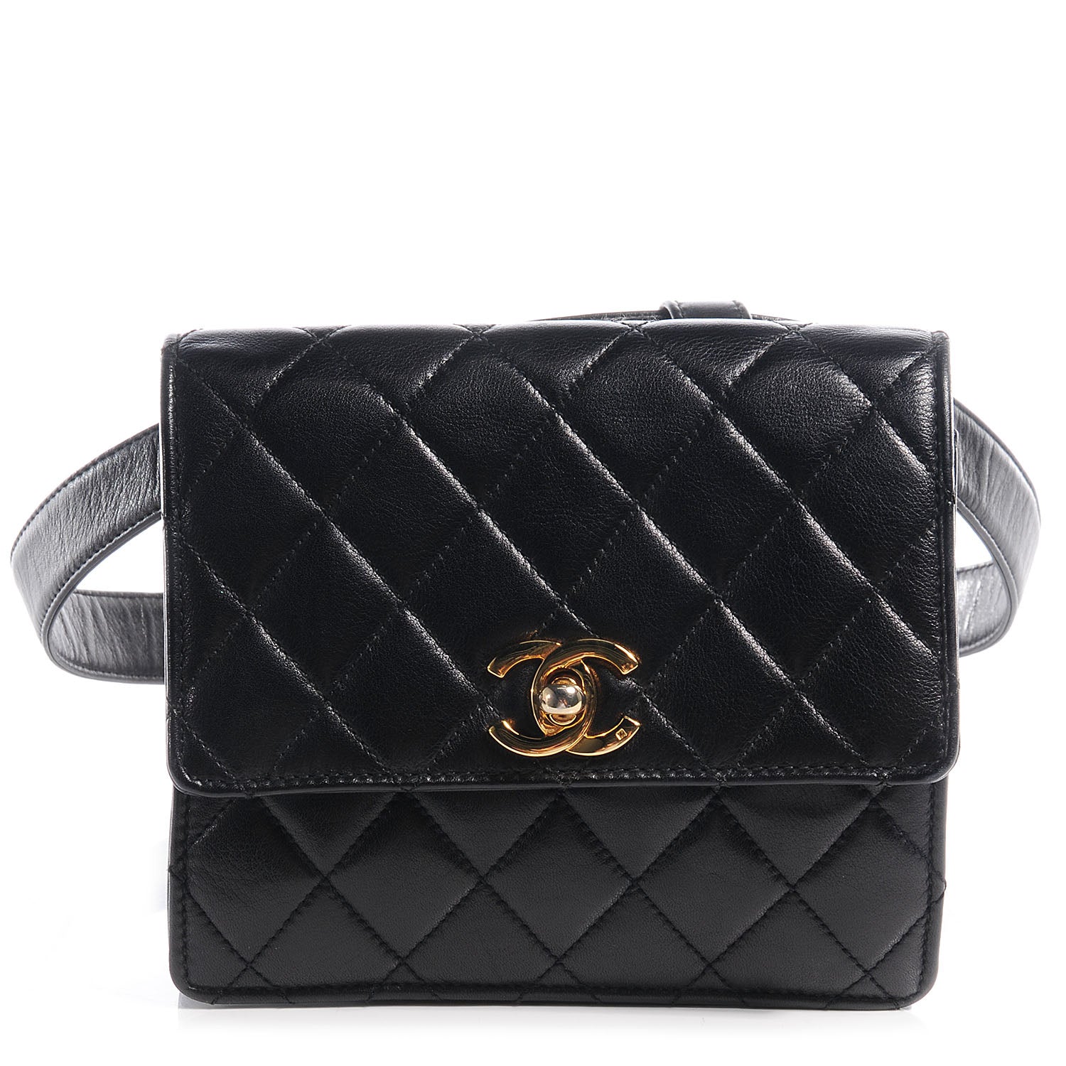 Chanel Lambskin Quilted Flap Belt Black 1 of 9