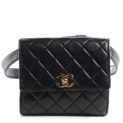 Chanel Lambskin Quilted Flap Belt Black 1 of 9