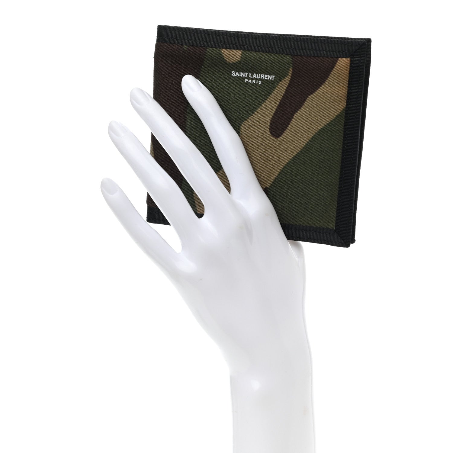 Saint Laurent Nylon Camouflage Buffalo Compact Wallet Kaki Black 2 of 7
