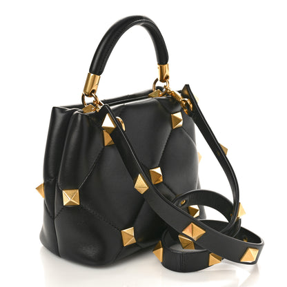Valentino Garavani Nappa Small Roman Stud The Handle Bag Black 3 of 9