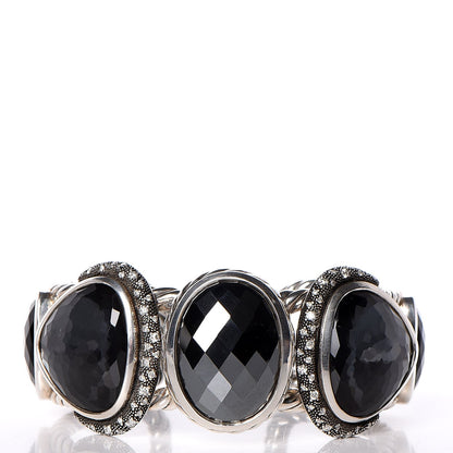 David Yurman Sterling Silver Diamond Hematine Gray Orchid Onyx Moonlight Cuff 1 of 6