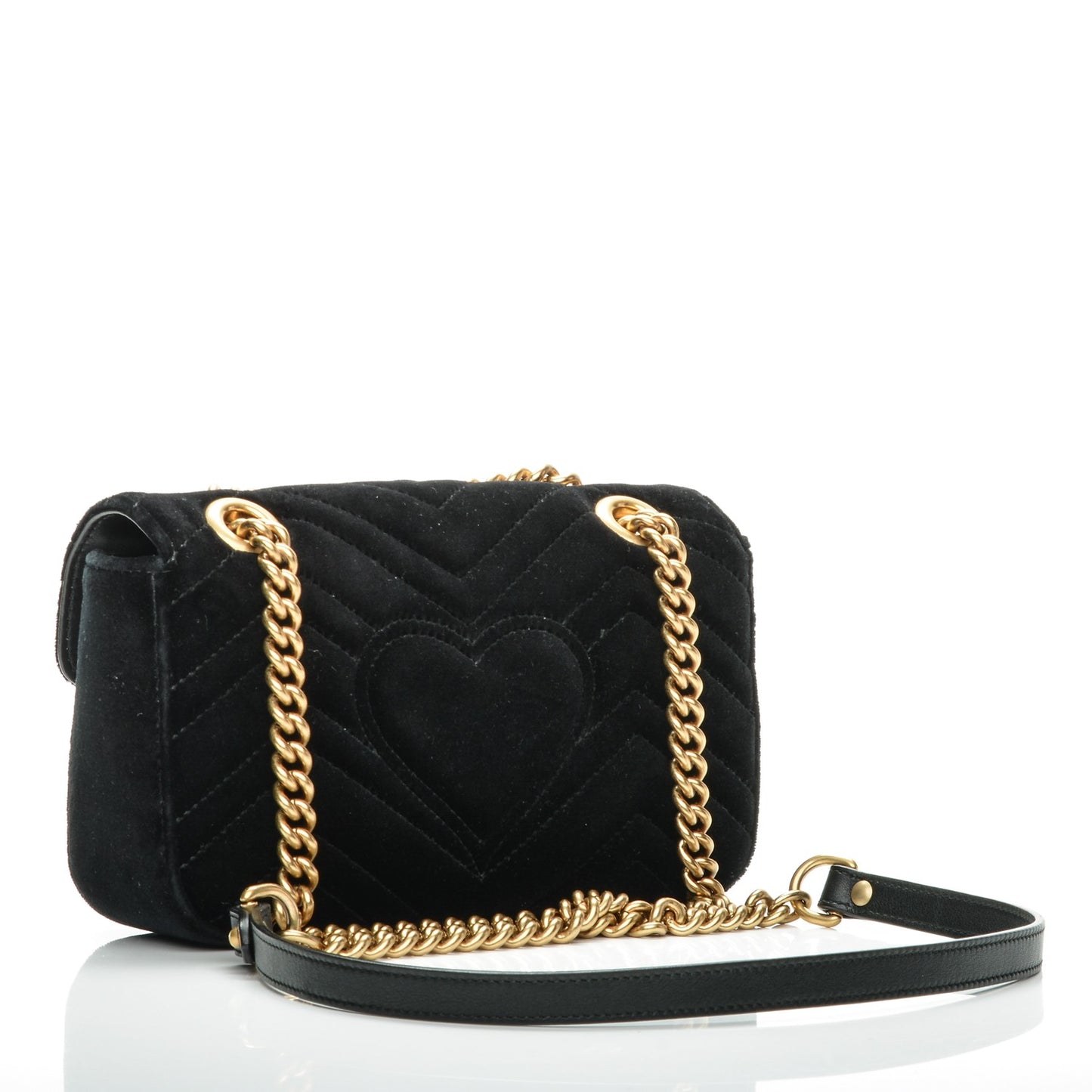 Velvet Matelasse Mini GG Marmont Shoulder Bag Black
