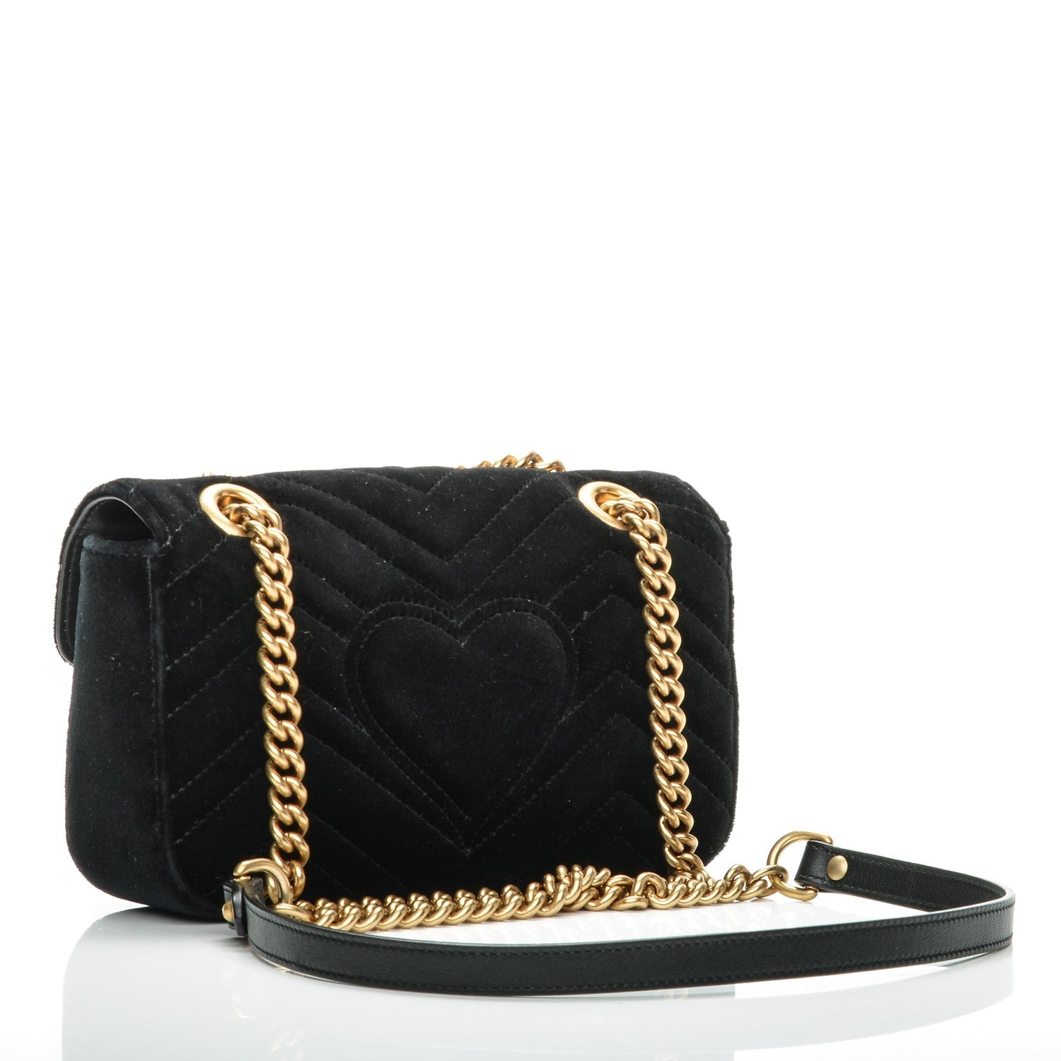 Gucci Velvet Matelasse Mini GG Marmont Shoulder Bag Black 3 of 7