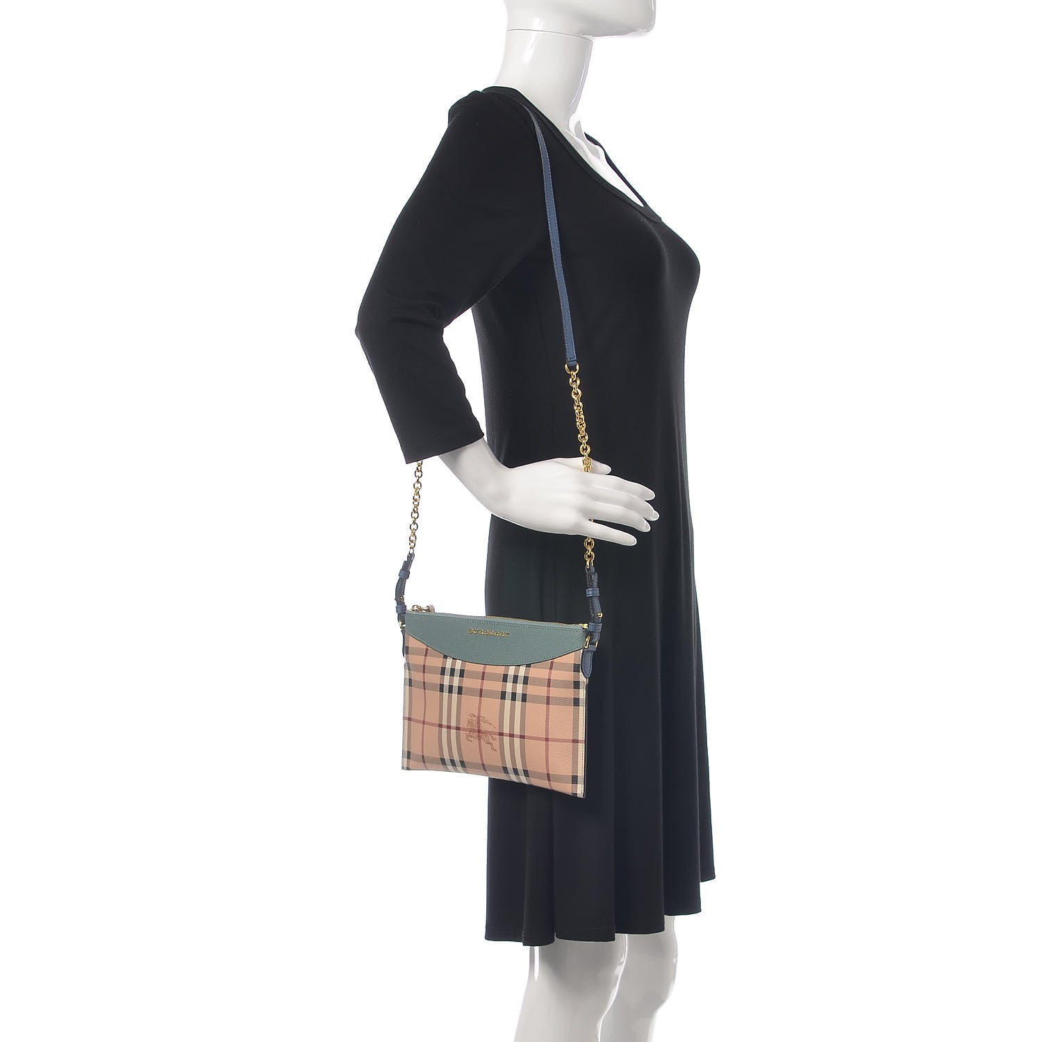 Burberry Haymarket Check Derby Peyton Crossbody Clutch Bag Eucalyptus Green 2 of 11
