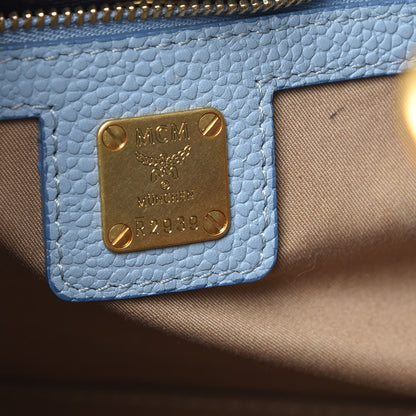 MCM Visetos Small Corina Shoulder Bag Beige Sky Blue 7 of 19