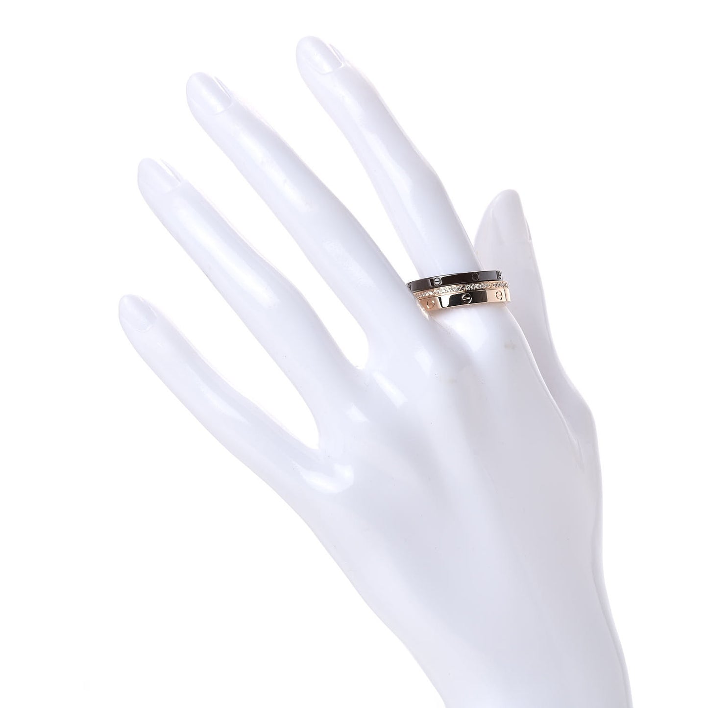 18K Pink Gold Diamond Ceramic LOVE Ring Set 61 9.5