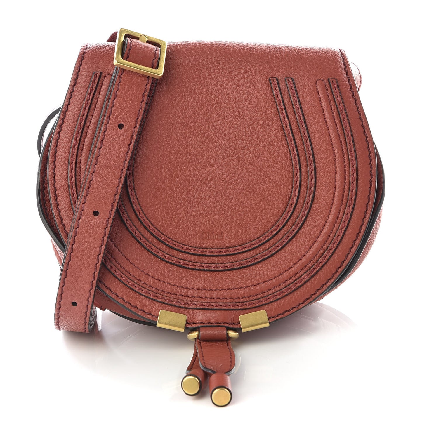 Calfskin Mini Marcie Round Crossbody Bag Maple Leaf