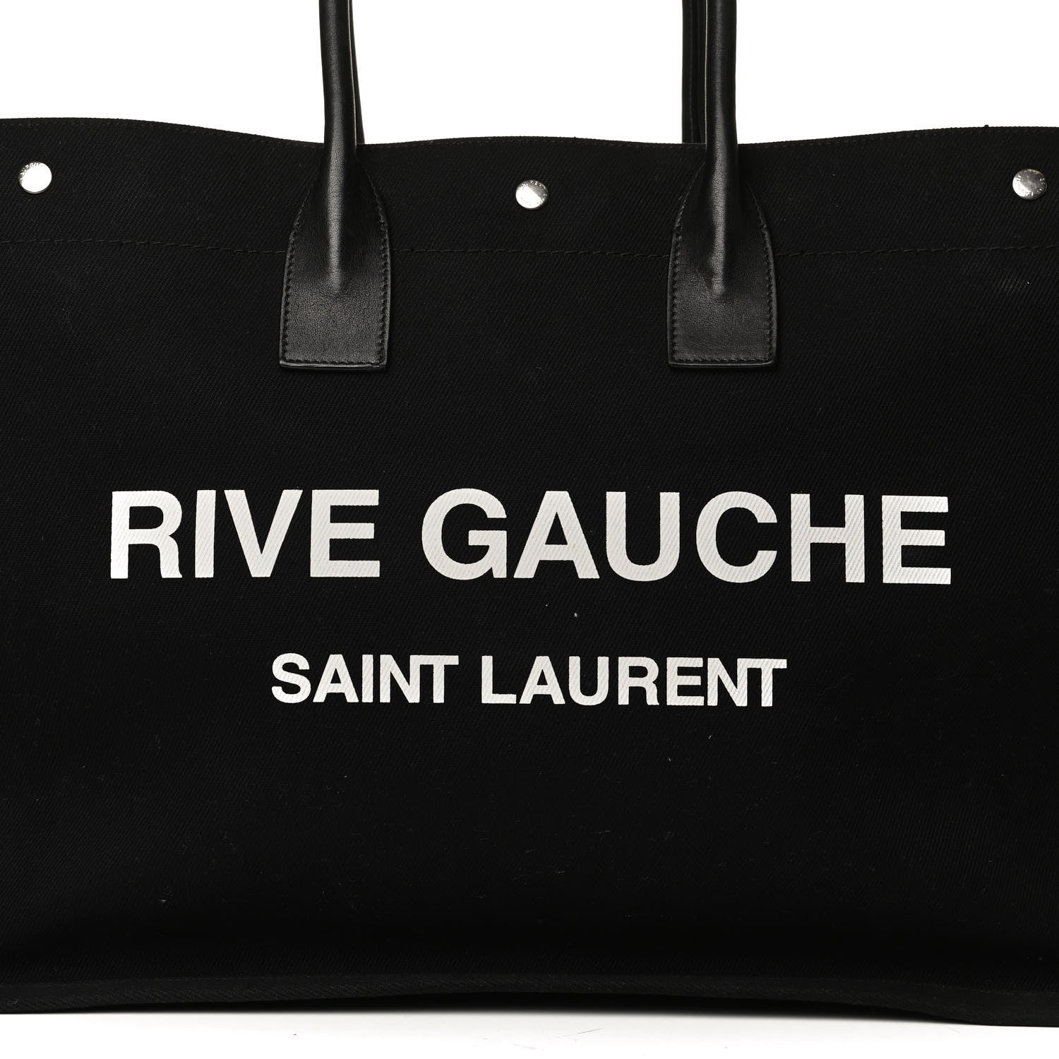 Saint Laurent Linen Calfskin Rive Gauche Tote Black 7 of 18
