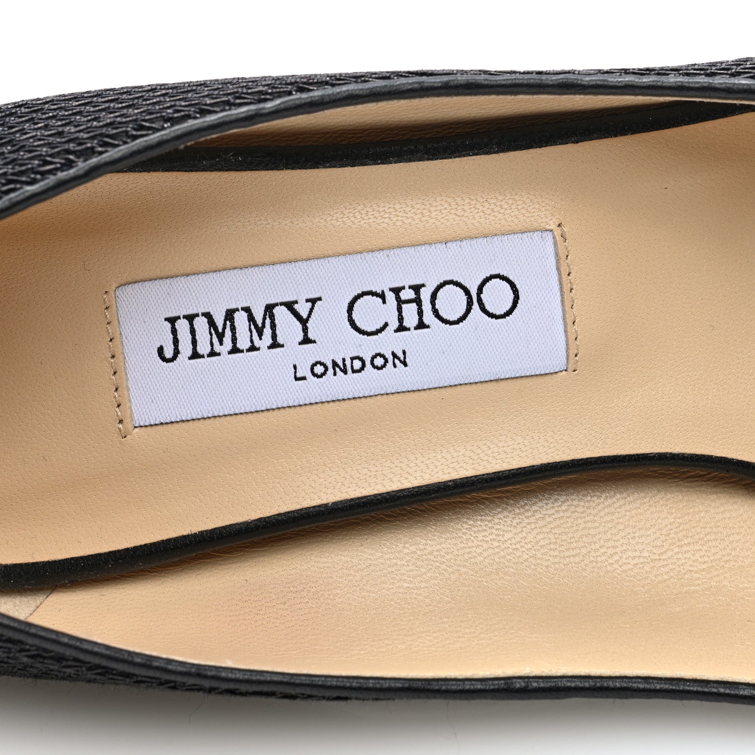 Jimmy Choo Fabric Woven Peep Toe Wedges 38 Black 8 of 8