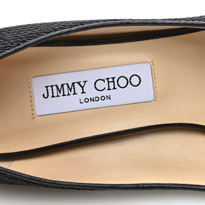 Jimmy Choo Fabric Woven Peep Toe Wedges 38 Black 8 of 8