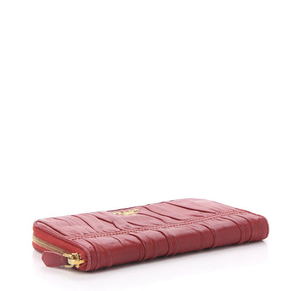 Prada Nappa Gaufre Zip Around Wallet Fuoco 3 of 10