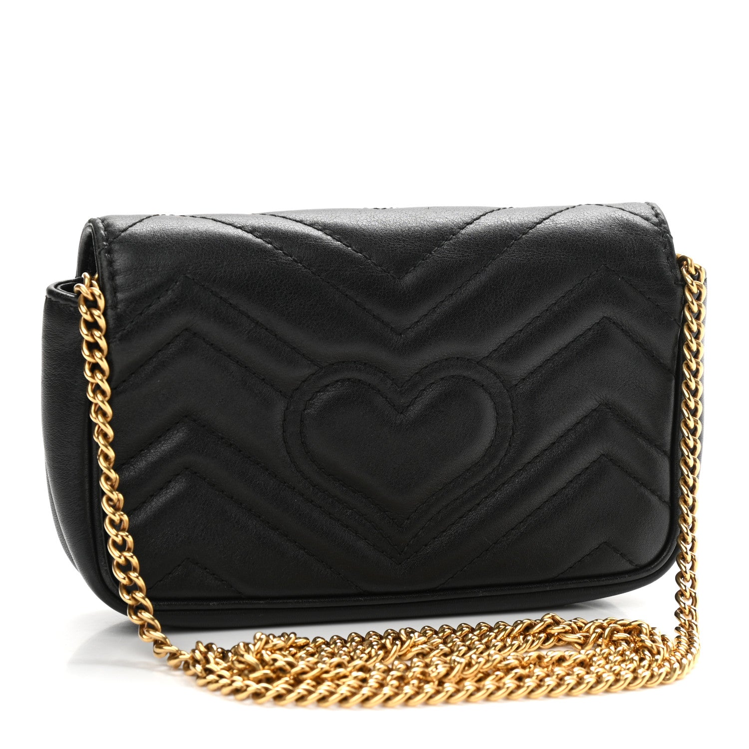Gucci Calfskin Matelasse Super Mini GG Marmont Shoulder Bag Black 3 of 11