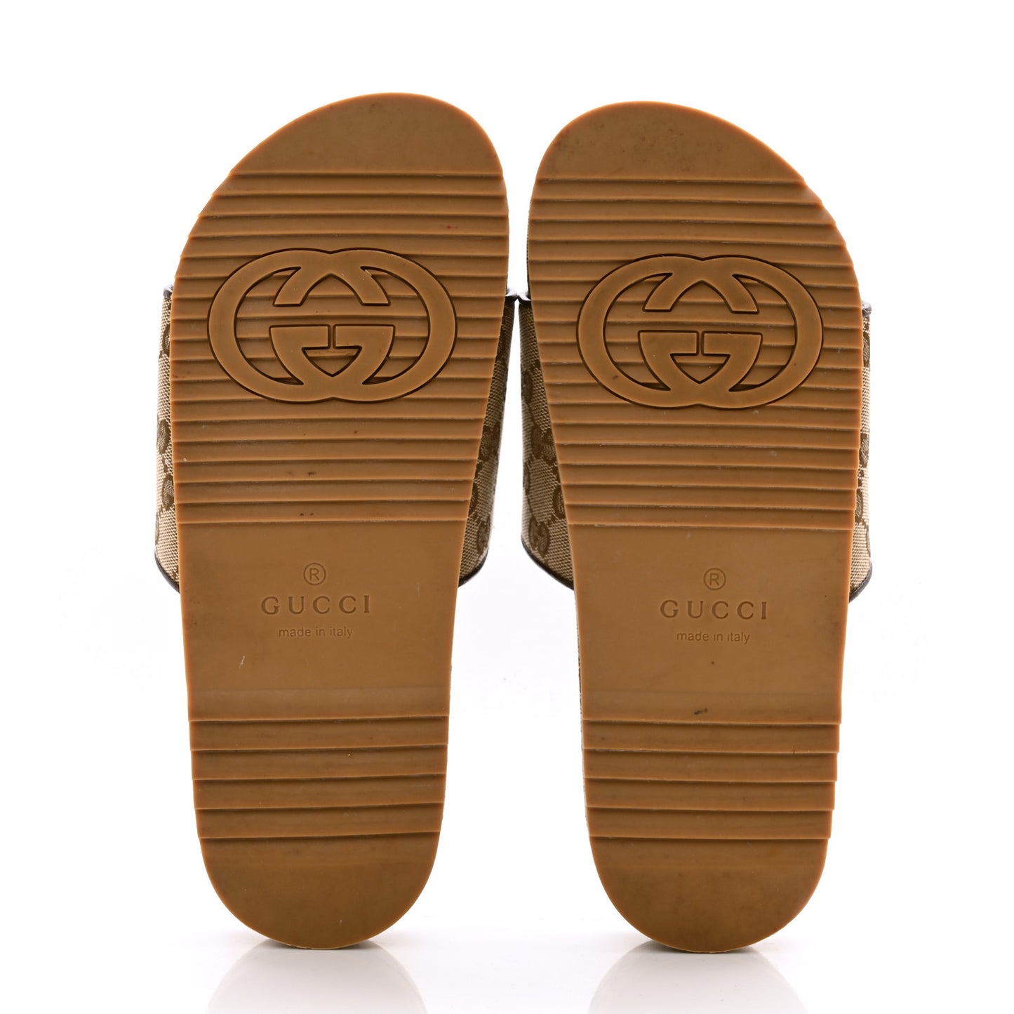 Canvas GG Monogram Mens Slide Sandals 7 Beige