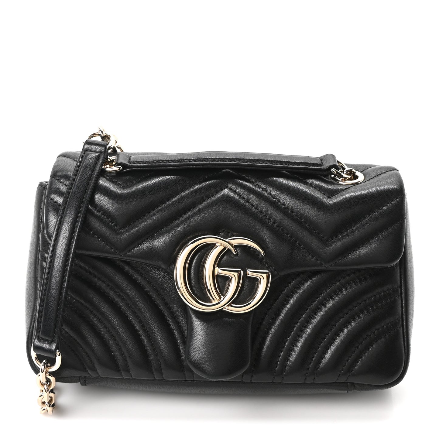Lambskin Matelasse Small GG Marmont Shoulder Bag Black