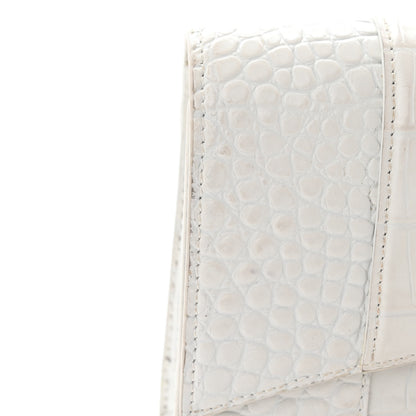 Balenciaga Shiny Calfskin Crocodile Embossed Small Hourglass Evening Chain Bag White 13 of 16