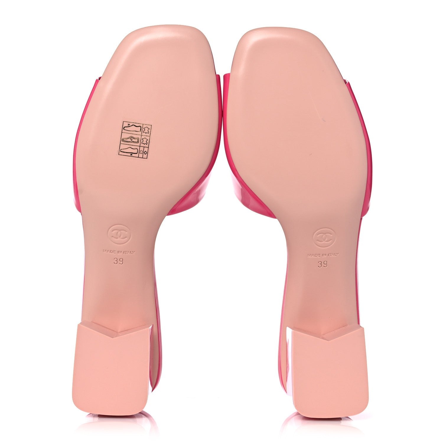 Chanel Patent Calfskin CC Mules 39 Dark Pink Light Pink 6 of 11