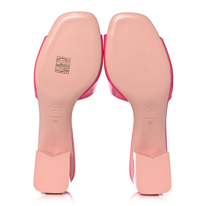 Chanel Patent Calfskin CC Mules 39 Dark Pink Light Pink 6 of 11
