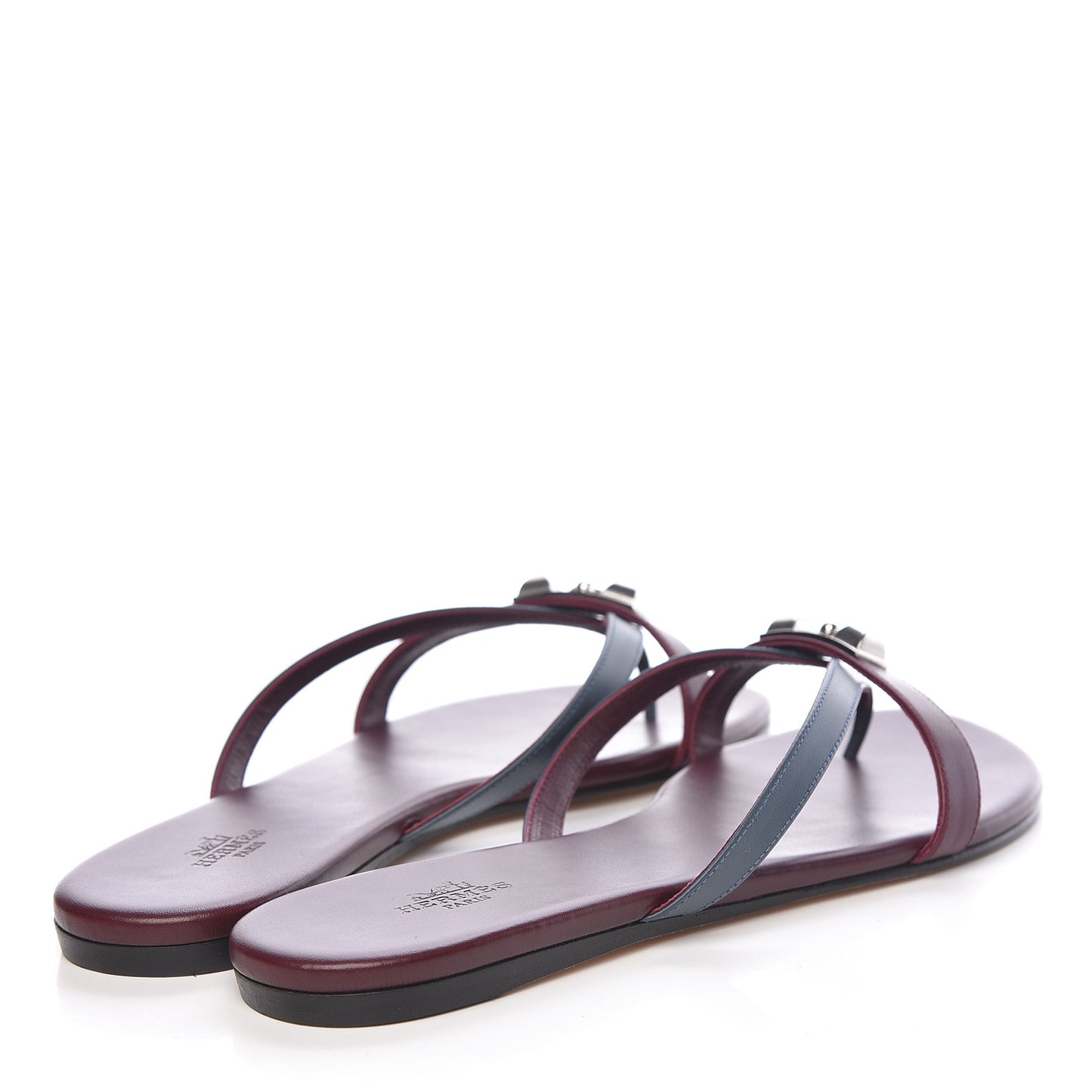 Nappa Calfskin Corfou Sandals 38.5 Bleu Ardoise Bordeaux