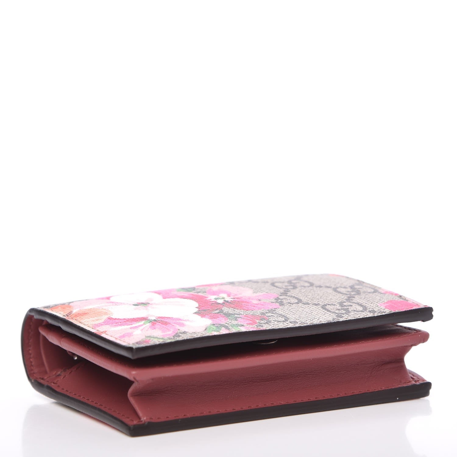 Gucci GG Supreme Monogram Blooms Card Case Wallet Beige Multicolor Dry Rose 4 of 8