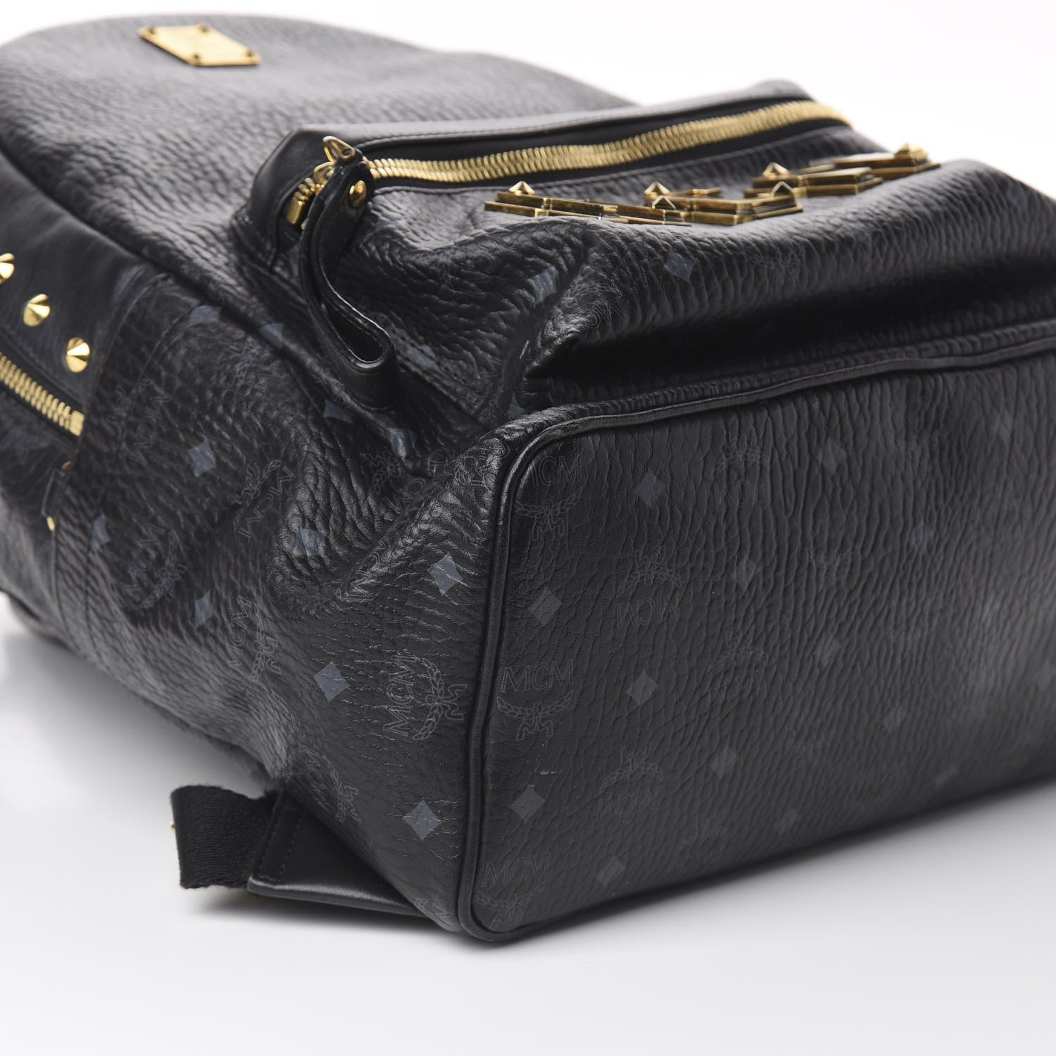 MCM Visetos Studded Medium Stark M Logo Collection Backpack Black 7 of 8