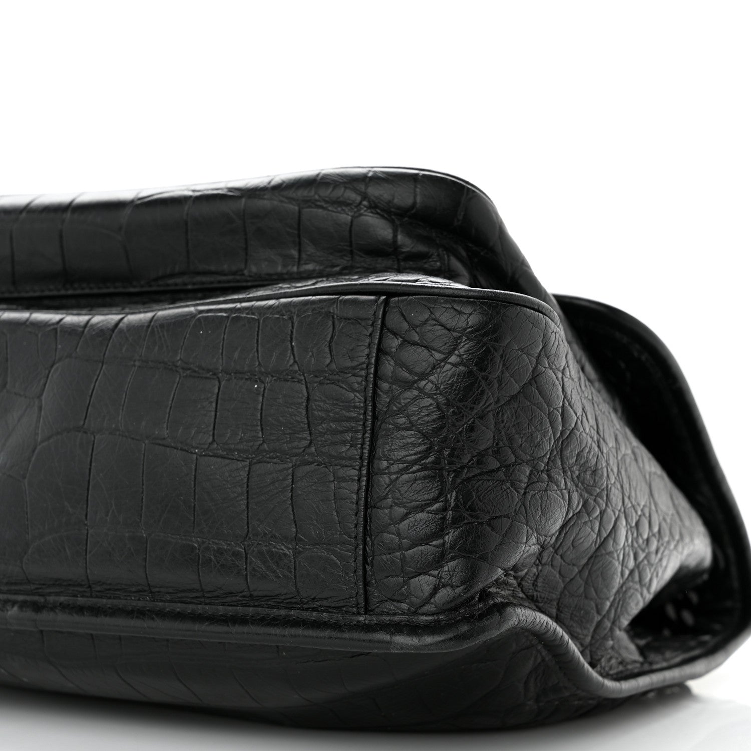 Saint Laurent Crocodile Embossed Lambskin Monogram Medium Niki Chain Satchel Black 10 of 11
