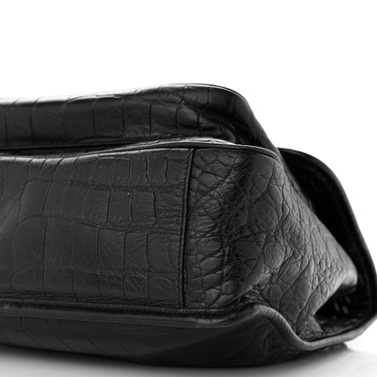 Saint Laurent Crocodile Embossed Lambskin Monogram Medium Niki Chain Satchel Black 10 of 11