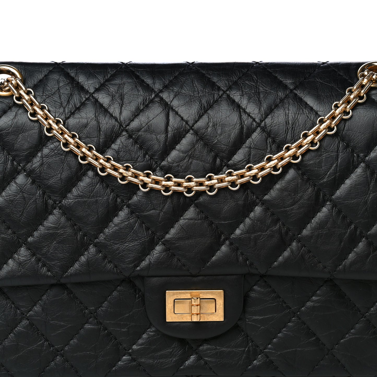 Aged Calfskin Quilted 2.55 Reissue 226 Flap Black