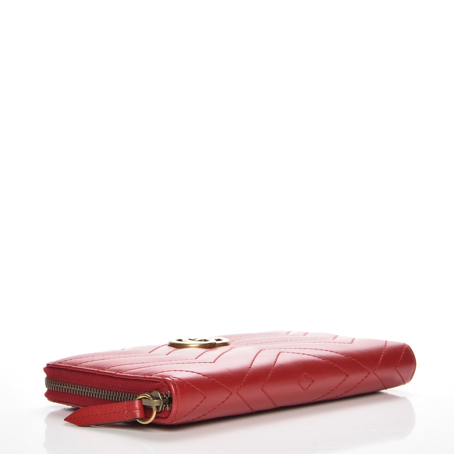 Calfskin Matelasse GG Marmont Zip Around Organizer Wallet Hibiscus Red