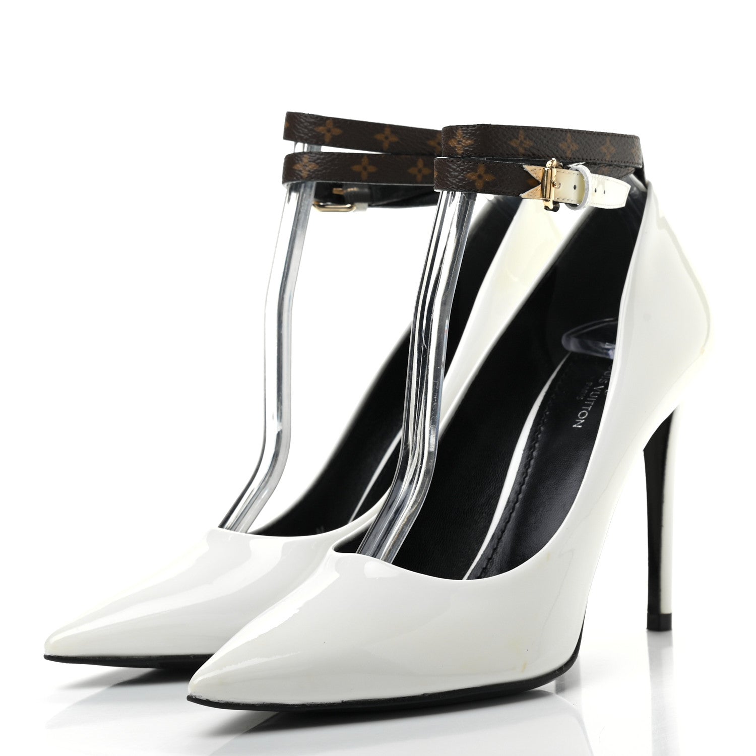 Louis Vuitton Monogram Patent Call Back Pumps 36 White 3 of 12