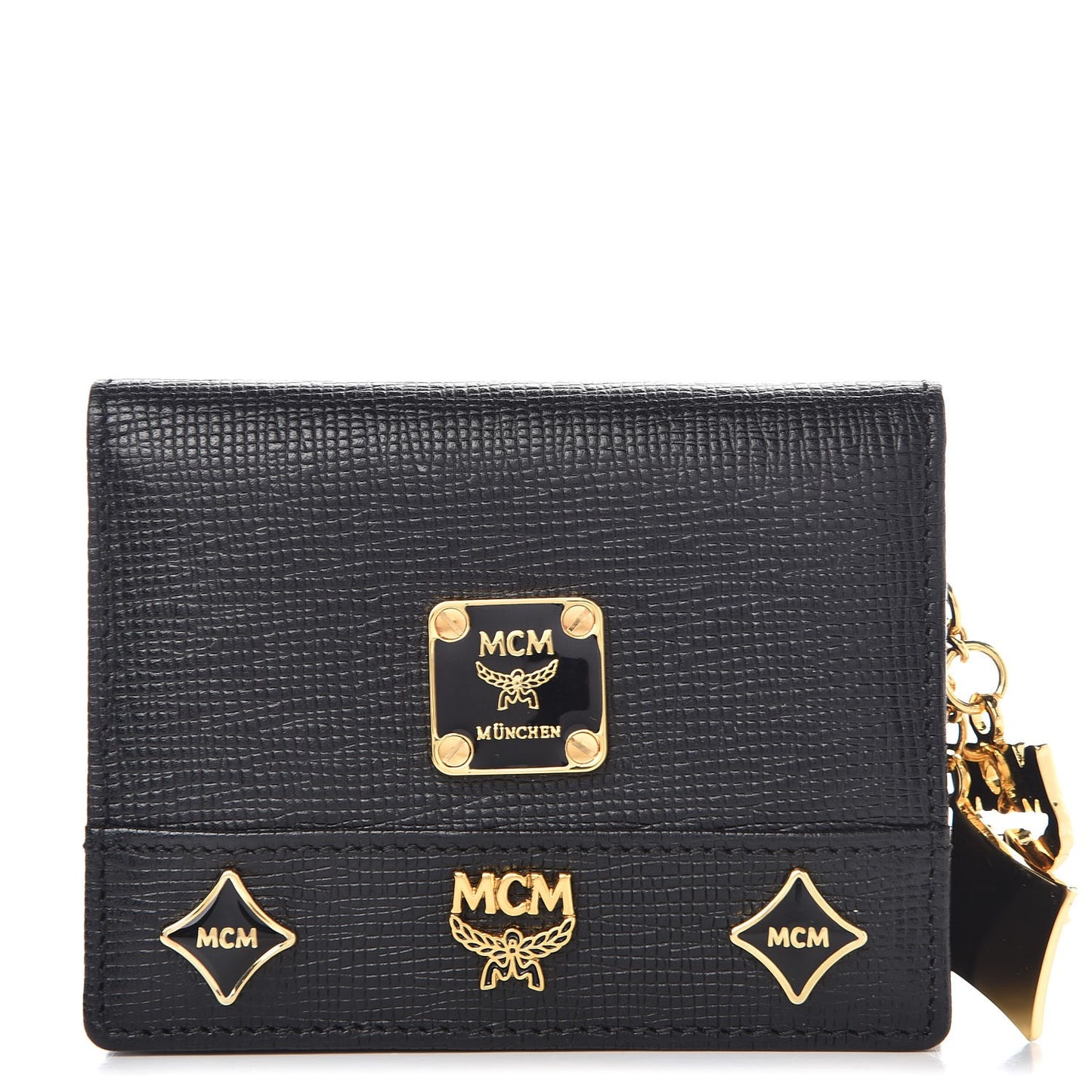 Calfskin Embellished Card Holder Black