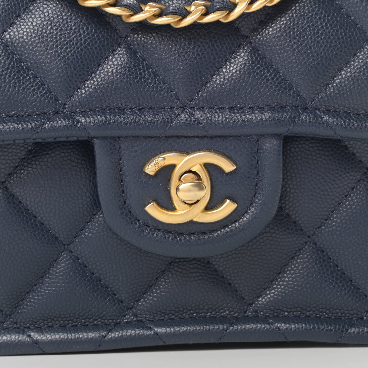 Chanel Caviar Quilted Mini Sweet Classic Flap Navy Blue 8 of 10