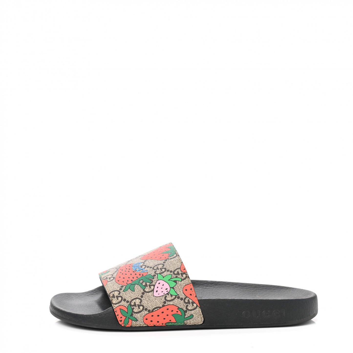 GG Supreme Monogram Strawberry Slide Sandals 39 Beige Multicolor