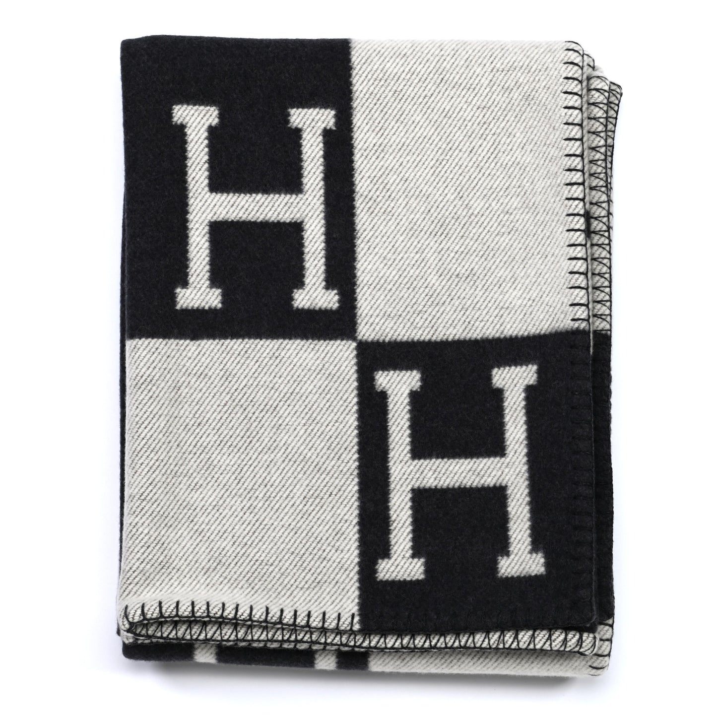 Wool Cashmere Avalon Blanket Ecru Gris Fonce