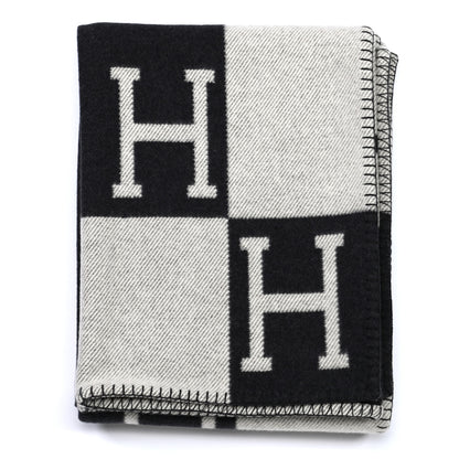 Hermes Wool Cashmere Avalon Blanket Ecru Gris Fonce 2 of 6